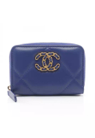 Chanel Pre-Loved Chanel chanel 19 Zip coin purse coin purse lambskin blue gold hardware