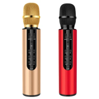 2Set Wireless Microphone Dual Speaker Condenser Bluetooth Karaoke Speaker Microphone For Karaoke/Singing, Golden &amp; Red
