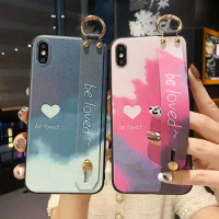Colourful Wristband Stand Case for Apple IPhone 12 Mini 11 X XS MAX XR 7 8plus Love Watercolor Soft Rainbow Case Back Bracket