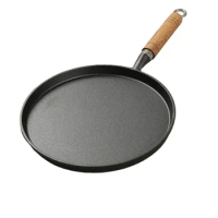 26cm Cast Iron Frying Pan Uncoated Non-stick Egg Pancake Pan Crepe Maker Steak Frying Pot Gas Induction Cooker Kitchen Cookware