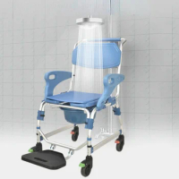 Aluminum Alloy Multi-Functional Commode Chair for Elderly Non-Slip Armrests Toilet Chair with Wheels Bath Chair