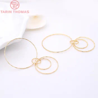 (2126)4PCS 35x70MM 24K Gold Color Brass Rounds Earrings Charms Pendants High Quality DIY Jewelry Making Findings