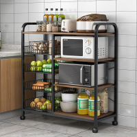 可移動廚房置物架落地多層家用多功能烤箱微波爐收納架蔬菜儲物架