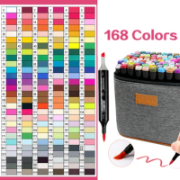 12-80 Colors/Set Alcohol Art Markers Drawing Markers Set Fiber Tip