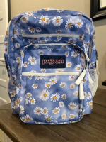 JANSPORT Large Girl's Blue Daisy Print Student Backpack Laptop Flowers Big