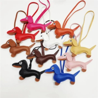 Mini Dachshund Dog Keychain Cute PU Leather Animals Keyring Hanging Ornament Backpack Handbag Charm Jewelry Gift For Men Women