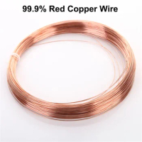 1/2/5M 99.9% T2 Coppers Wire Pure Copper Red Line Bare Wire Diameter 0.2/0.3/0.4/0.5/0.6/0.8/1/1.2/1.5/1.8/2/2.5/3/4/5 mm