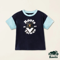 【Roots】Roots小童-Taiwan Day系列 動物拼接袖設計短袖T恤(軍藍色)