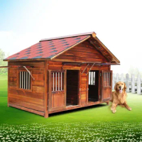 The product can be customized.Solid Wood Dog House Outdoor Waterproof Dog House Four Seasons Dog Cage Carbonized