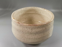 日本 小三郎 作 抹茶碗一只，蟲噬工藝，底部冰晶冰裂開片，造