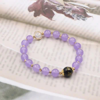 Beads Bracelet Wristband Natural Stone Crystal Strand Bracelets Good-Luck feng shui Wealth Yoga Bangle Wrist Jewelry 7.5" B313
