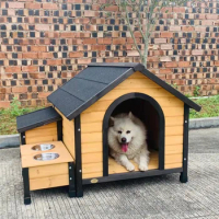 Wood Kennel Outdoor Rainproof and Sun Protection Dog House Medium and Large Dog House Dog House Wooden Pet Nest