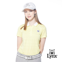 【Lynx Golf】女款吸汗速乾合身版MESH緹花設計短袖POLO衫/高爾夫球衫-黃色