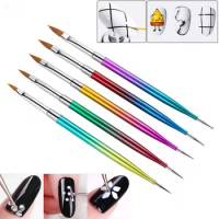 5Pcs Dual End Nail Art Dotting Pen Colorful Acrylic Nail Art Carving Dotting Pen Tip Liner Painting Drawing Brush Manicure Tools