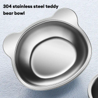 Mangkuk Beruang Stainless Steel 304 Kartun Anti Jatuh Bayi Makan Anak Spoon Sayur Sup Set Aesthetic 