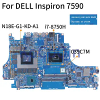 For DELL Inspiron 7590 i7-8750H Notebook Mainboard 039C7M VULCAN15_N18E SR3YY N18E-G1-KD-A1 RTX2060 6GB DDR4 Laptop Motherboard