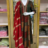 baju india original bahan soft katun set selendang