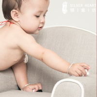 寶寶心經銀手鐲嬰兒純銀9999男女兒童腳環銀鐲子滿月周歲銀飾禮物