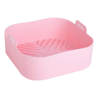 Reusable Airfryer Silicone Basket Oven Baking Tray Fried Pizza Chicken Basket Easy To Clean Air Fryer Liner Pink