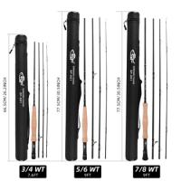 SF Fly Fishing Rod with Straight Rod Bag 4 Piece 7.6FT 9FT 3/4/5/6/7/8wt Matt Black Trout Fly Rod IM7 Carbon Fiber for beginners