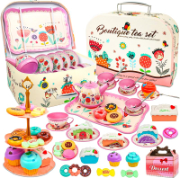 46PCS Tea Party Set for Little Girls - Princess Tea Party SetKids Kitchen Pretend Play Toys - Toddle