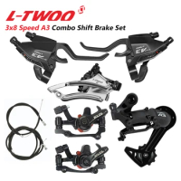 LTWOO A3 3X8 Speed Combo Shifter Disc Brake Groupset with Brake line/cable Conjoined DIP Bicycle Derailleur for MTB Bike