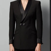 Tesco Black Women's Pantsuit Long Sleeve Jacket And Pencil Pants Casual Suit Sets For Lady Spring Formal Office Blazer 2 Piece