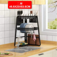 家用廚房水槽碗碟瀝水雙層置物架 #鋅盤三角架 #轉角收納【規格二層45.5X23X53.5CM】#DADADI