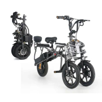 14inch electric tricycle 500W 48V dual battery folding bike 3 wheel scooters 2 seat tricycles