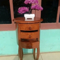 nakas bulat jati model vintage elegan Furniture Kayu backdrop tv meja minimal