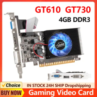 GT610 GT730 Graphics Card PCI-E3.08X DDR3 4GB Computer Video Card with Cooling Fan Gaming Graphics Card DP+DV1+HDMI-Compatible