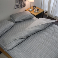 絲薇諾 MIT精梳純棉 換日線-灰 雙人5尺 薄床包鋪棉被套組