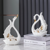 歐式陶瓷天鵝擺件實用結婚禮物送新人閨蜜客廳電視櫃酒櫃軟裝飾品