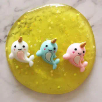 6pcs Cartoon Unicorn Dolphin Filler For Clear/Fluffy Mud Box Popular Children Toys Kids Slime DIY Kit Accessories Modeling Clay