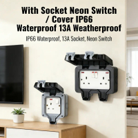 13A Outdoor Electrical Box IP66, Weatherproof Socket with Suis RCD & Neon Indicator, IP66 Waterproof