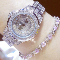BS bee sister Elegant Women Watch Ladies Luxury Brand Rhinestones Hardlex Dial Silver Stainless Steel Band Fashion Wristwatches