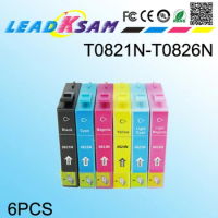 6pcs/Set For Compatible Ink Cartridge T0821N T0822N T0823N T0824N T0825N T0826N For Stylus Photo T50 R290 390 RX590