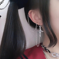 Exaggerated personality retro rose earrings Gothic chain hip-hop rock earrings