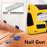 USB Rechargeable Lithium Battery Nail Gun Portable Electric Stapler Code Nail Gun Woodworking Air Gun Nail with 2500pcs Nails