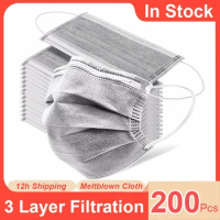 10/50/100/200PCS Disposable Face Mask Gray Dust Protective Masque Jetable Adult Mouth Masks 3 Layers Mascarillas Non-surgical
