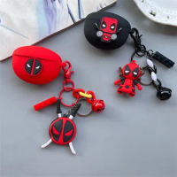 Cartoon Marvel Deadpool Earphone Case for Realme Buds T300 Silicone Protective Cover for Realme Buds T100 with Key Chain