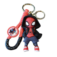 Wholesale Spider-Man Keychain Spiderman Action Figure Anime Spider Man Keyring Backpack Pendant Bag Car Key Ring Kid Model Toy