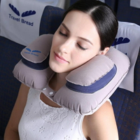 充氣u型枕飛機旅行枕護頸枕汽車用u形枕護脖子睡覺靠枕頭吹氣便攜 名創家居館