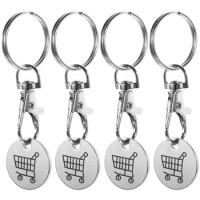 4pcs Shopping Trolley Token Keychain Shopping Trolley Token Pendant Keyring for Shopping