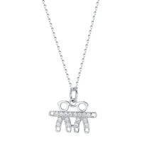 100% 925 Silver "Full Zircon Kids" Friendship Pendant Necklace with Lovely Friendly Style as Gift to