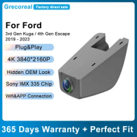 Grecoreal Dash Camera Car Dashcam for Ford Kuga MK3 Escape MK4 2023 2022 2021 2020 OEM Front Rear Dual Dash Cam 4K Wifi Car DVR