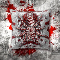 Bloody White Goth Throw Pillow, Decorative Accent Cushion, Gothic Room Decor, Dark Art, Alternative Home - Tarantula, Spider