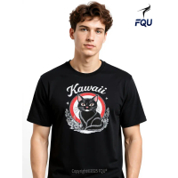 FQU Kawaii Cat Japanese Anime Cat T-shirt Patriotic Music gifts for Men Fun Crew Neck Short Sleeve T