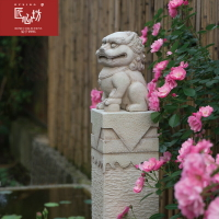 匠心坊中式仿古石獅子拴馬柱戶外庭院裝飾花園落地擺件