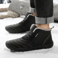 Lace-up men's winter shoes large size 48 cold-proof plus velvet couple shoes warm shoes outdoor waterproof cotton snow boot H976